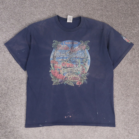 VTG 90s Destin Florida USA Beach Sun Faded XL Blue Short Sleeve T-Shirt - Picture 1 of 11